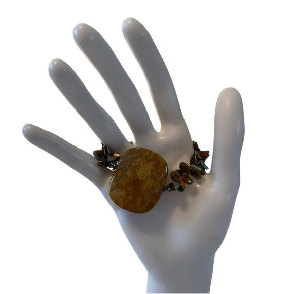 Gorgeous Genuine Gemstone & Glass Bead Artisan Made Bracelet. - Picture 2 of 7